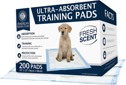 Ultra Absorbent Leak-Proof Quick Dry Scented Dog Training Pads, 22x22 Inches, Fresh Scent, 200 Count