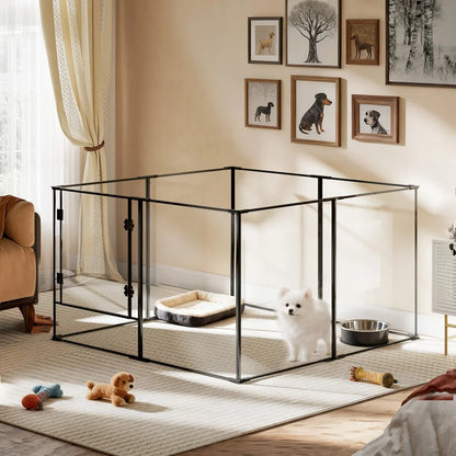 Large Acrylic Indoor Pet Playpen Enclosure Cage Fence Pet Whelping Box Full Visibility