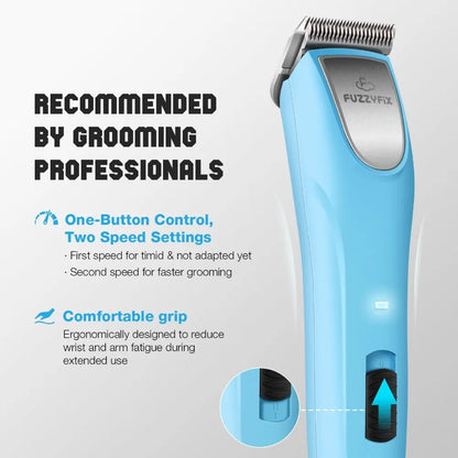 Professional Cordless Pet Clippers for Thick Matted Coats. 2-Speeds and Low Noise.