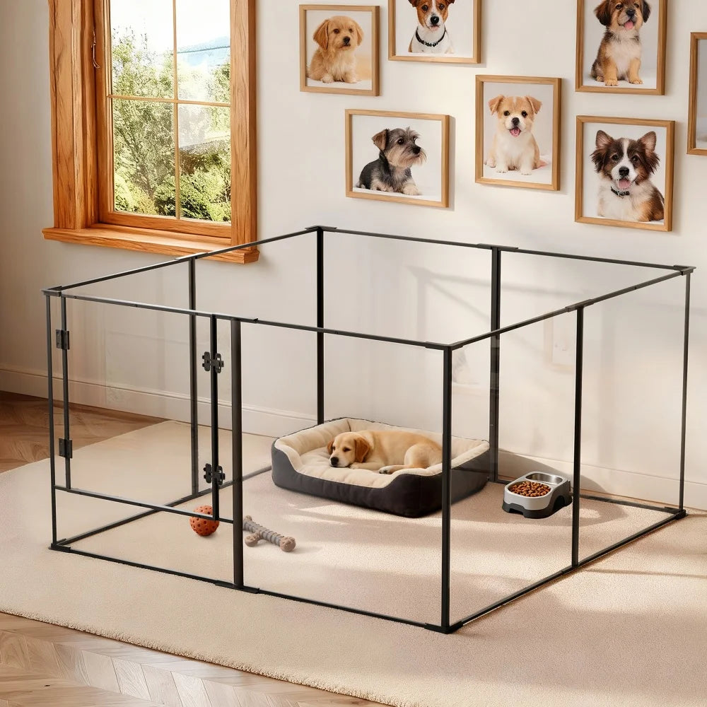 Large Acrylic Indoor Pet Playpen Enclosure Cage Fence Pet Whelping Box Full Visibility