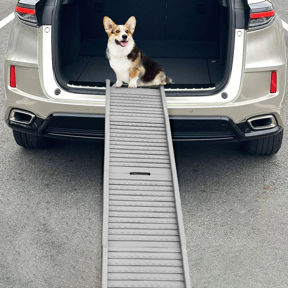 Folding Portable Pet Stair Ramp Non-Slip Rug Surface Dog SUV & Truck Ramp Pet Ramp Stairs for Medium & Large Dogs Get Into A Car
artificial turf is recommended.
4. Foldable with Handle: The foldable car ramp for dogs easily f
