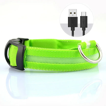 Luminous LED Illuminated collar lights up, flashes, and glows. Collar is comfortable, lightweight, skin-friendly, and stylish. The glowing, flashing, or luminous light makes your pet visible at night or in bad weather conditi