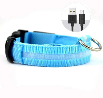 Luminous LED Illuminated collar lights up, flashes, and glows. Collar is comfortable, lightweight, skin-friendly, and stylish. The glowing, flashing, or luminous light makes your pet visible at night or in bad weather conditi