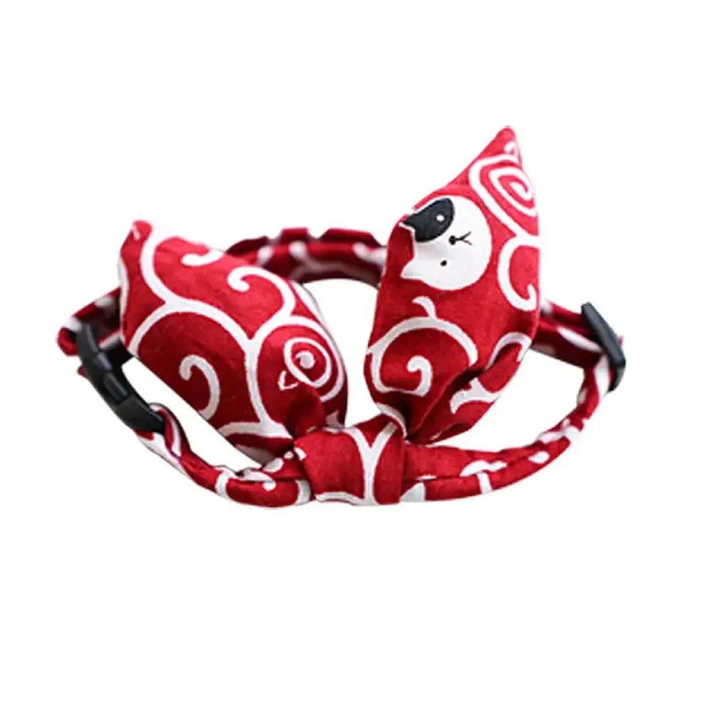 Adjustable Pet Collar Cotton Bandana Scarf Japanese Style Bow Tie