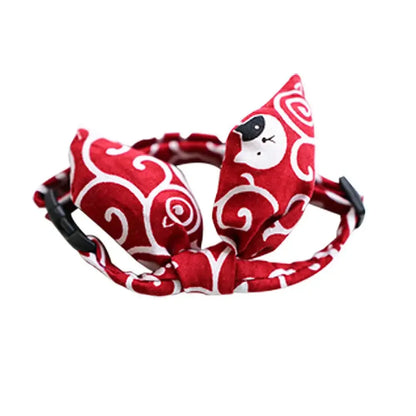 Adjustable Pet Collar Cotton Bandana Scarf Japanese Style Bow Tie