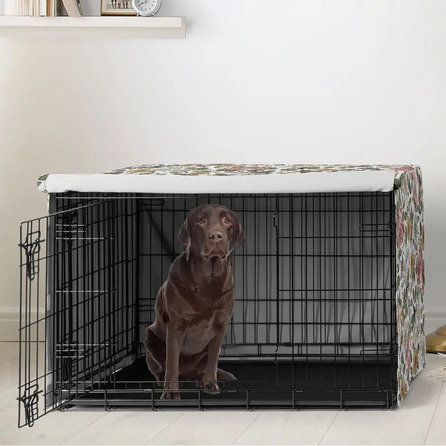 42in. Medium Large Dog Crate Cover Boho Vintage Floral for Girls Pet Cage, Kennel Covers Bohemian, Shabby Chic, Rose, Flower, El