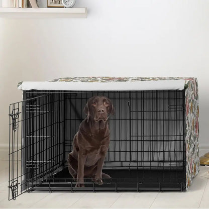 42in. Medium Large Dog Crate Cover Boho Vintage Floral for Girls Pet Cage, Kennel Covers Bohemian, Shabby Chic, Rose, Flower, El