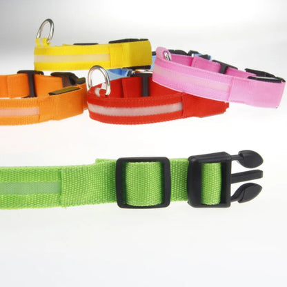 Luminous LED Illuminated collar lights up, flashes, and glows. Collar is comfortable, lightweight, skin-friendly, and stylish. The glowing, flashing, or luminous light makes your pet visible at night or in bad weather conditi