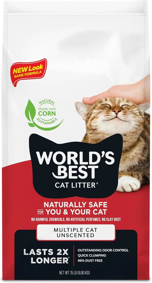 Natural Cat Litter, Quick Clumping & Flushable, 99% Dust Free, Long-Lasting Odor Control for Multiple Cats