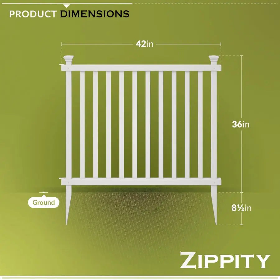 No Dig Zippity Baskenridge Temporary Vinyl Panel Fencing Kit for Yard.
