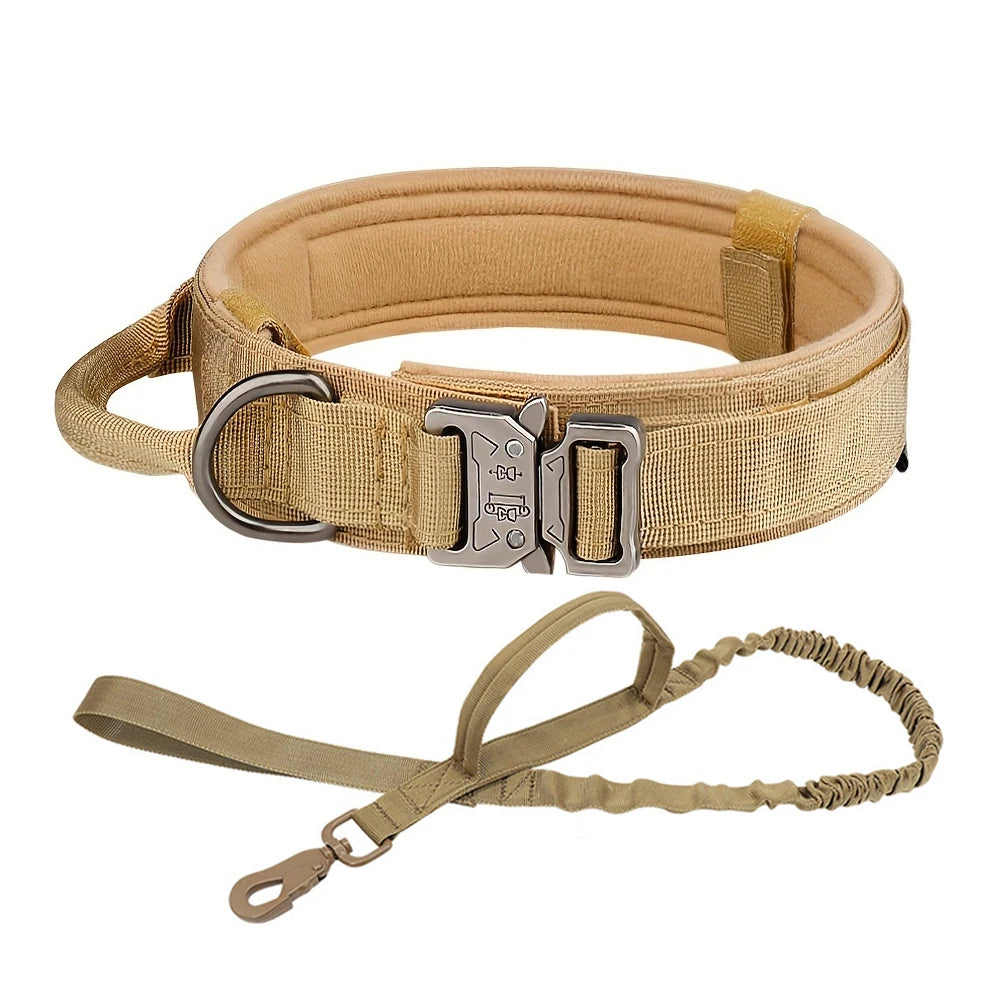 Dog Training Collar Adjustable Tactical Dog Collar and Leash Set Control Handle Pet Lead Collar for Medium and Large Dogs