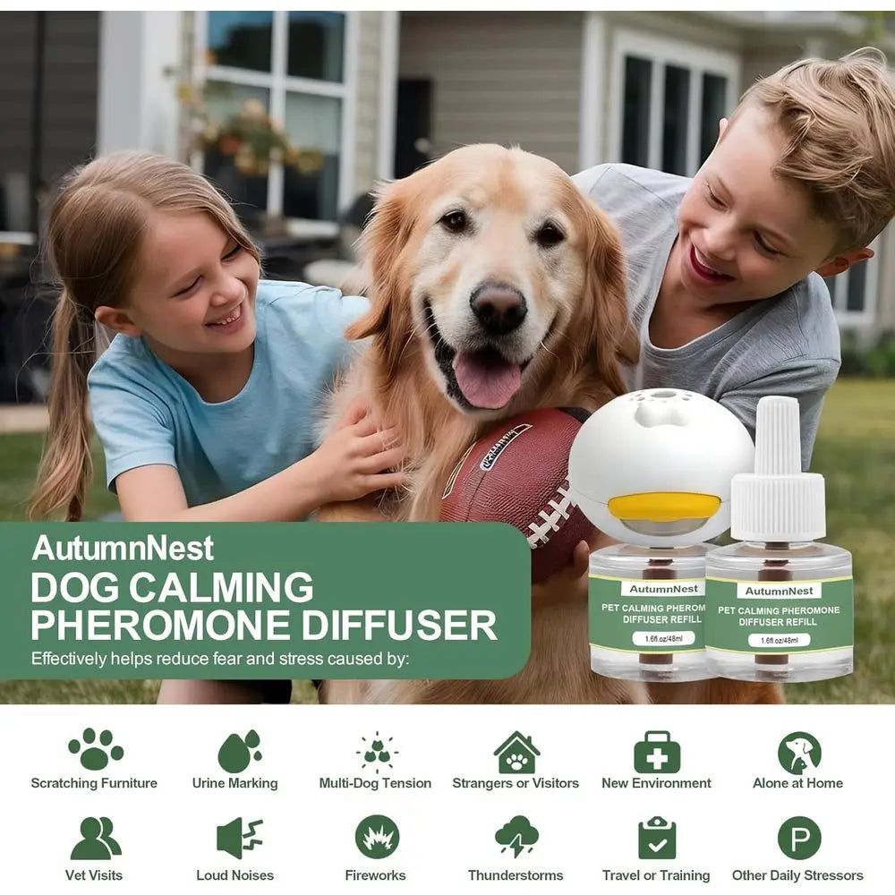 All-in-One Dog Calming Kit: 4 Aroma Diffusers + 10 48ml Pheromone Refills for Anxiety, Barking, Stress Relief