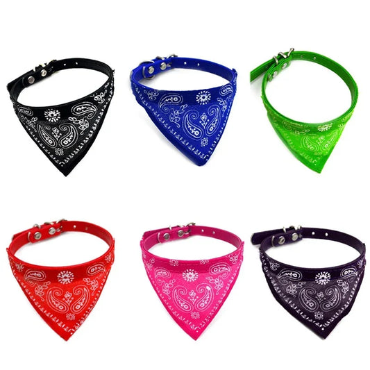 Adjustable bandana printed triangle scarf collar for cat and dog 100% brand new and high quality.

Material: cloth
Color as shown
Size: S code: width 1.0cm, neck circumference 20-28cm  M code: Bandwidth 1.5cm, neck circumfere