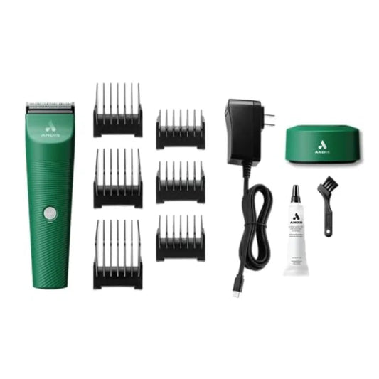5-in-1 Cordless Adjustable Blade Pet Hair Clipper. 11-Piece Kit, Non-Slip Design, Slim Profile, and Versatile Fit.