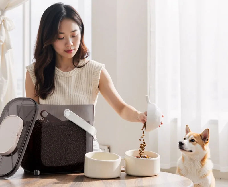 Intelligent Pet Food Container Vacuum 10L Easy Clean Cat Food Storage Moisture-proof and Insect-proof Pet Products Supplies