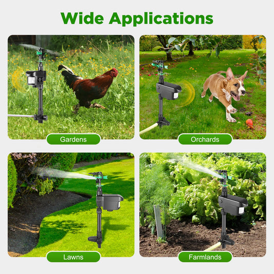 Solar Powered Animal Deterrent Sprinkler Motion Sensor Water Jet for Yard Garden ABS Scarecrow to Repel Pests Deer Cats Birds