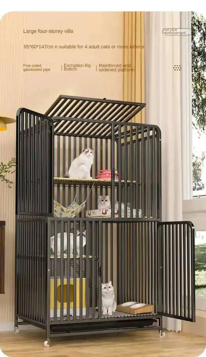 Large Activity Modern Iron Square Tube Mesh Cat Cat Cages Creative Pet Villa Luxury Cat Free House Space House Pet Supplies