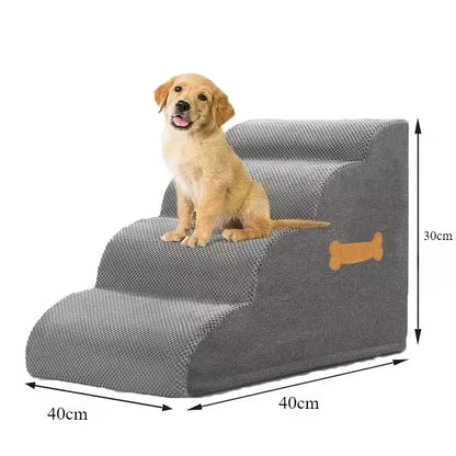 Pet Stairs for Dogs/Cats: High-Density Sponge, Non-Slip Wide Steps (Bed/Couch, Large/Small Pets)