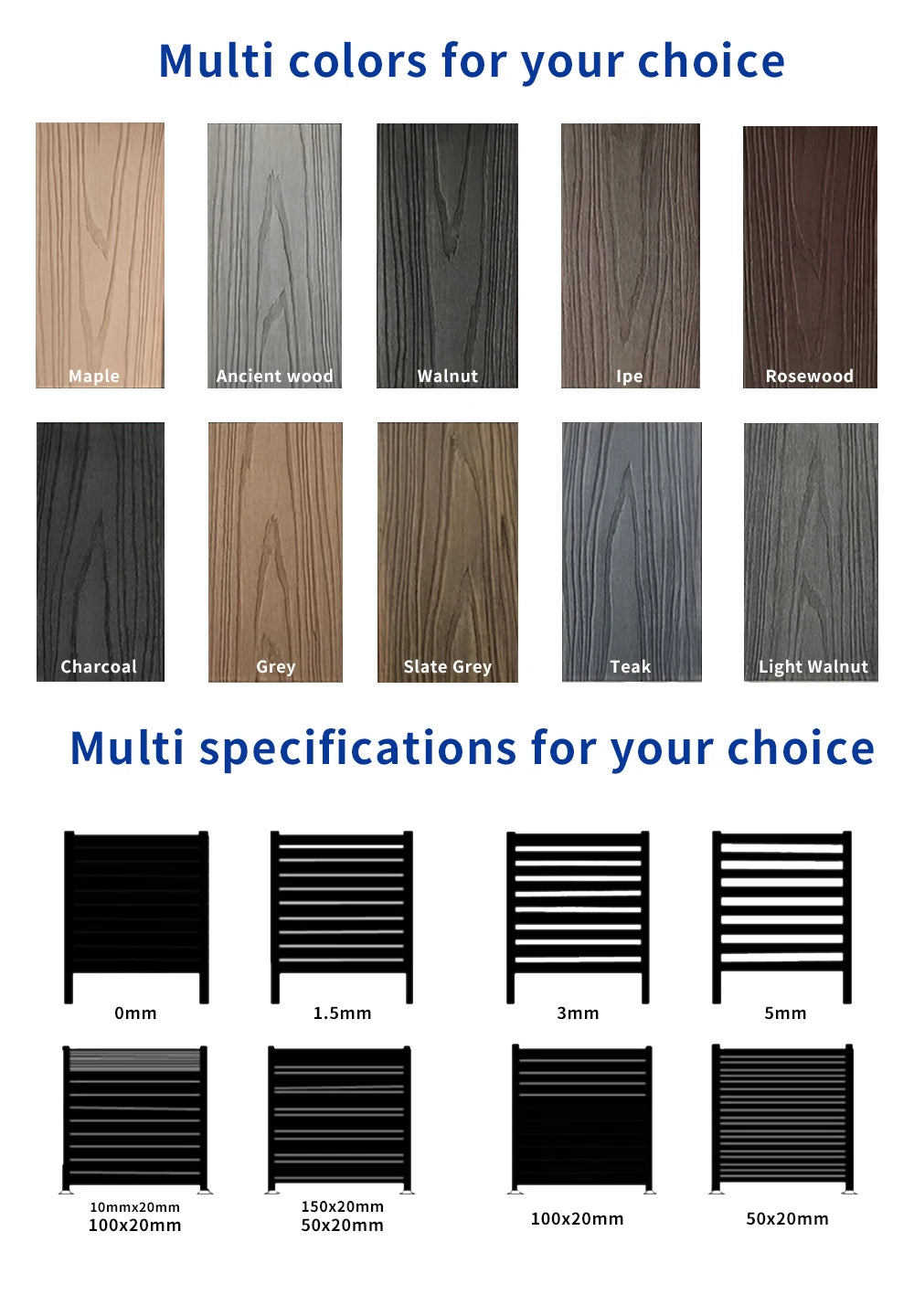 Wood/Plastic Composite Outdoor Fence Panel with Aluminum Post and Slat Wall Surface.