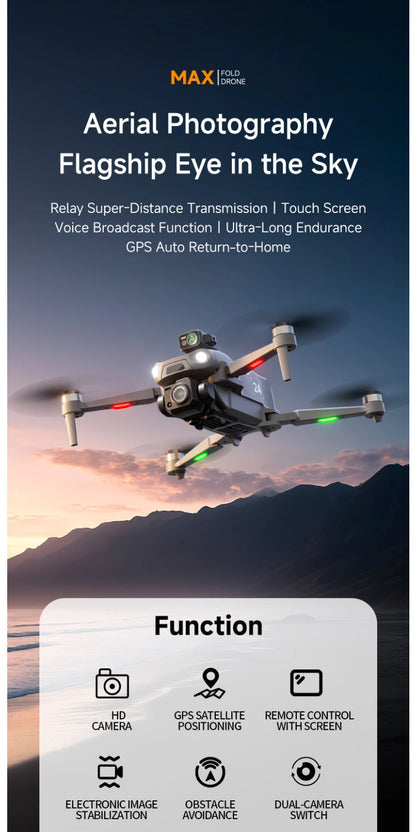 M24 8K GPS Drone with Large Touchscreen-5G Transmission Smart Obstacle Avoidance Auto Return Home Night Flight Tracking Lost Pats