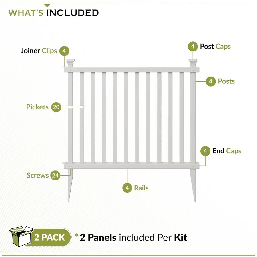 No Dig Zippity Baskenridge Temporary Vinyl Panel Fencing Kit for Yard.