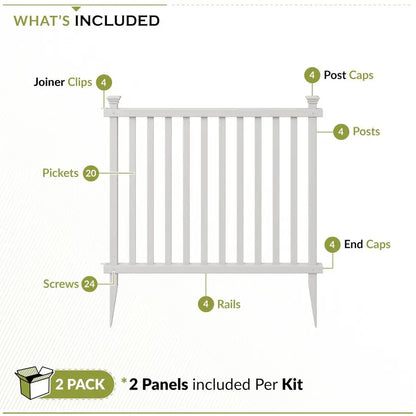 No Dig Zippity Baskenridge Temporary Vinyl Panel Fencing Kit for Yard.