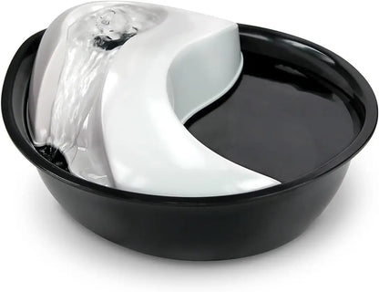 White Ceramic Pet Water Fountain with Raindrop Design, 60 oz Capacity for Fresh Circulating Drinking Water