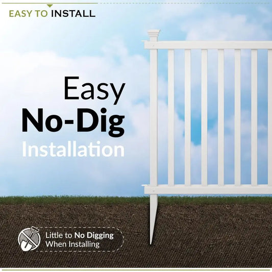 No Dig Zippity Baskenridge Temporary Vinyl Panel Fencing Kit for Yard.