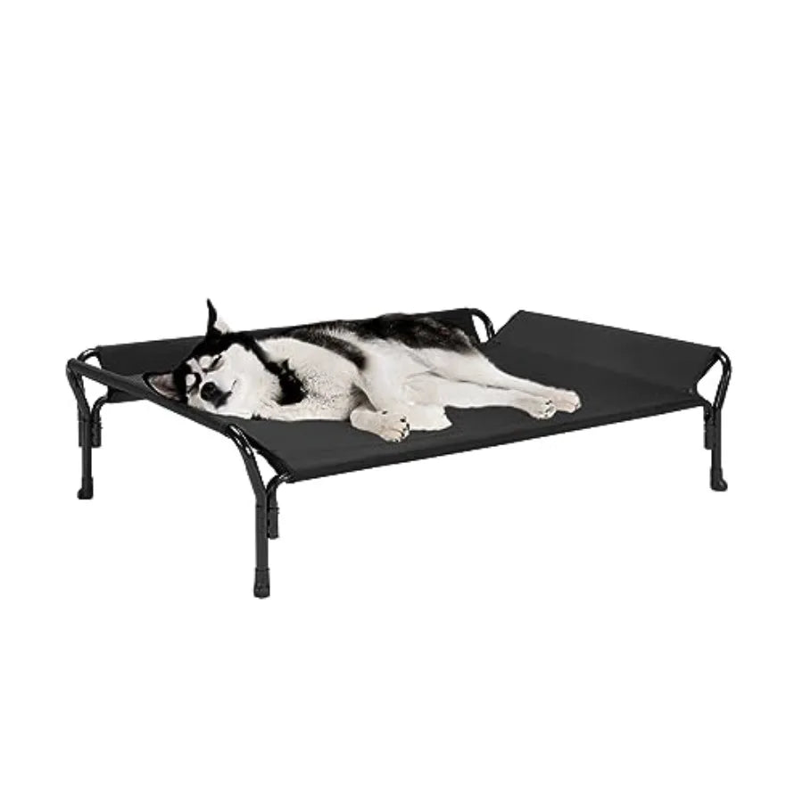 Cooling Guardrail Elevated Dog Bed Raised Pet Cot with Guardrail and Slope Headrest Durable and Breathable Teslin Mesh Non-Slip Feet Wash
