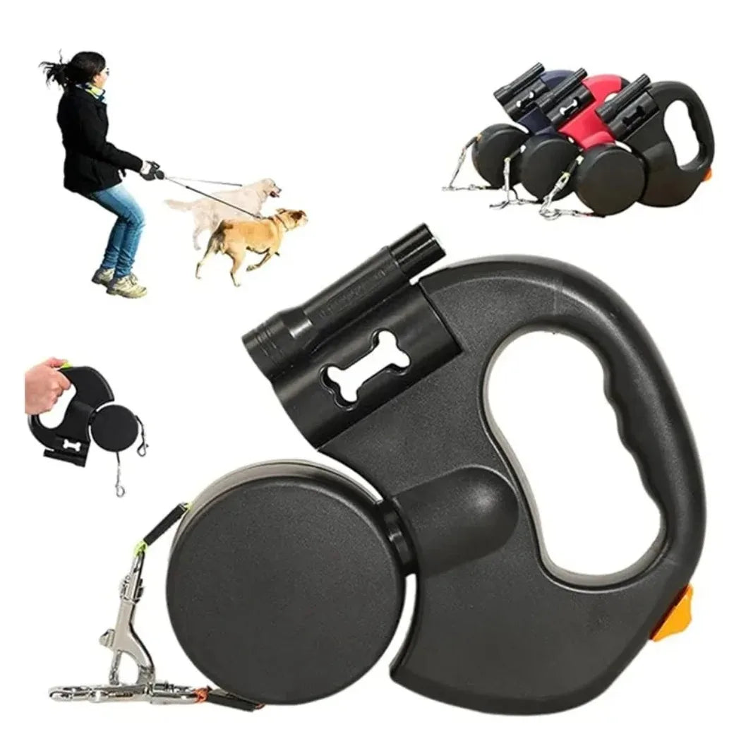 3m Retractable Dog Leash For Small Dogs Reflective Dual Pet Leash Lead 360 Swivel No Tangle Double Dog Walking Leash With Lights