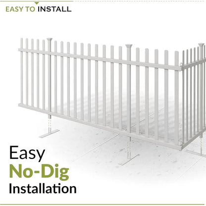 42L x 92W Lightweight Portable White Vinyl Picket Fence Panel, Ideal for Outdoor and Indoor Temporary Events, Easy Setup for Backyard Use