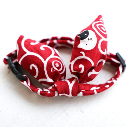 Adjustable Pet Collar Cotton Bandana Scarf Japanese Style Bow Tie