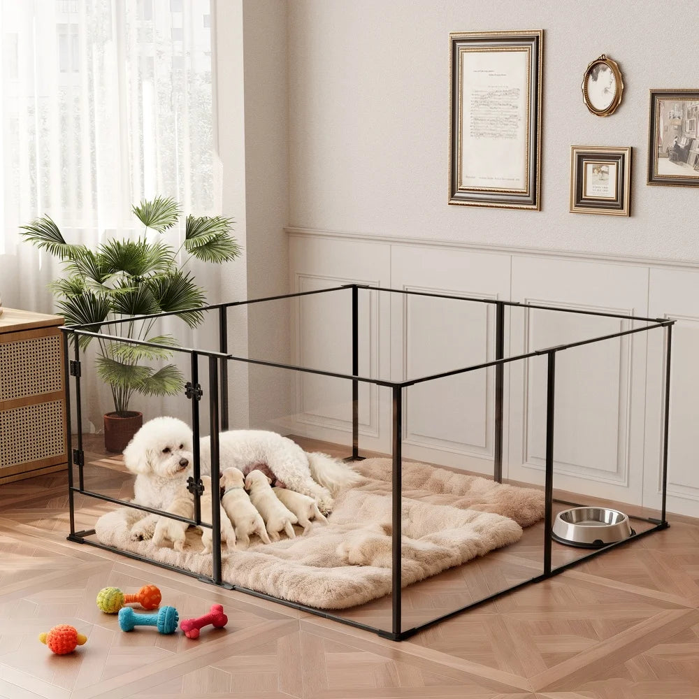 Large Acrylic Indoor Pet Playpen Enclosure Cage Fence Pet Whelping Box Full Visibility