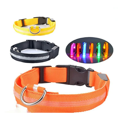 Luminous LED Illuminated collar lights up, flashes, and glows. Collar is comfortable, lightweight, skin-friendly, and stylish. The glowing, flashing, or luminous light makes your pet visible at night or in bad weather conditi