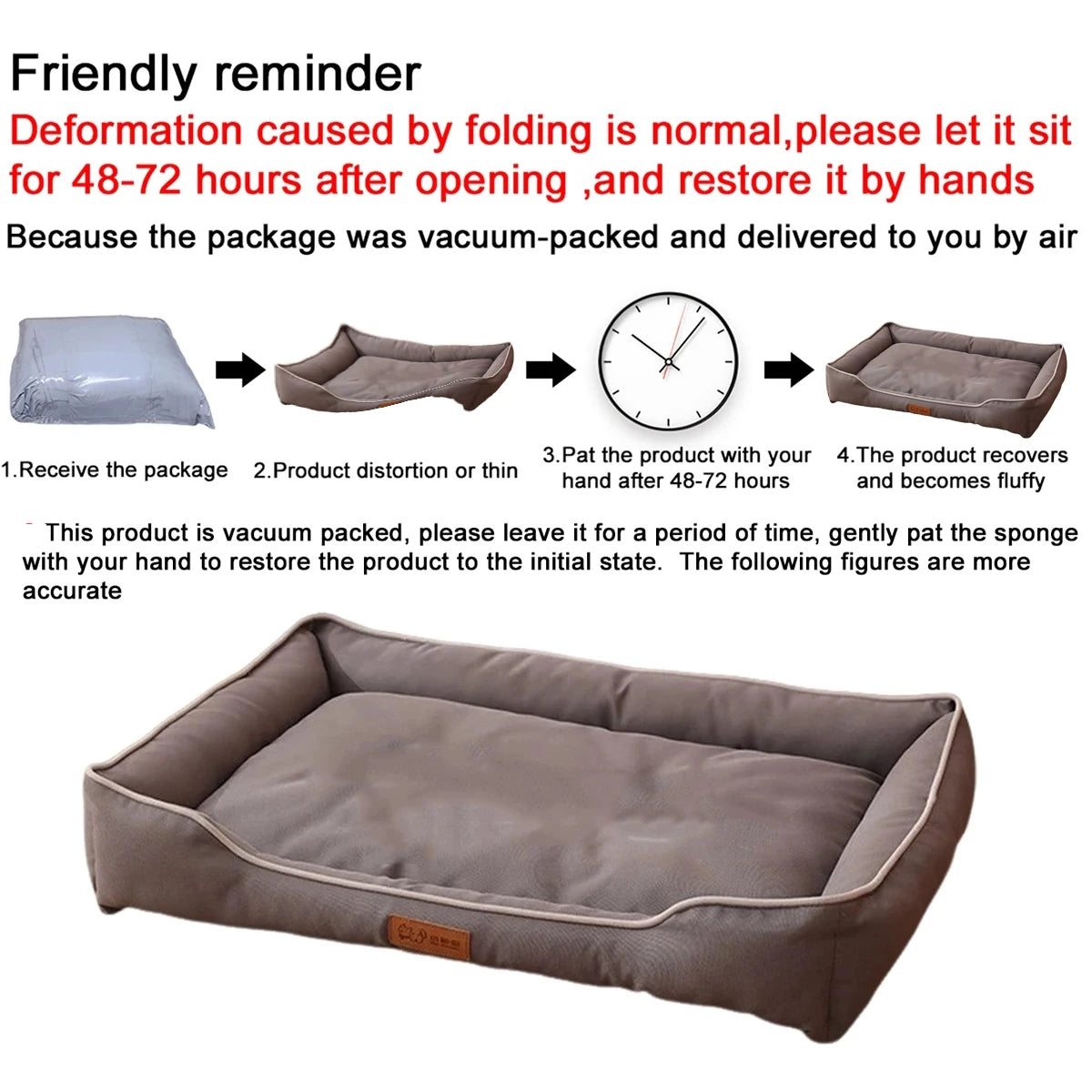 Four Season Square Dog Bed for Large Dog Mattress Bite-resistant Cat Bed Soft Thickened Dog Bed Waterproof Sofa Pet House Removable Pad