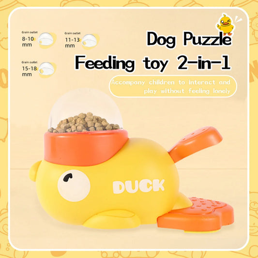 Dog Puzzle Feeder Toys Yellow Duck-Shaped Pet Interactive Toys Food Treat Dispenser Puppy Anti-slip Slow Feeder Training Toys