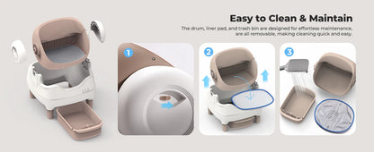 Self Cleaning Automatic Cat Litter Box with APP Control, Odor-Free  Large Waste Bin, Open-Top for Multi Cats