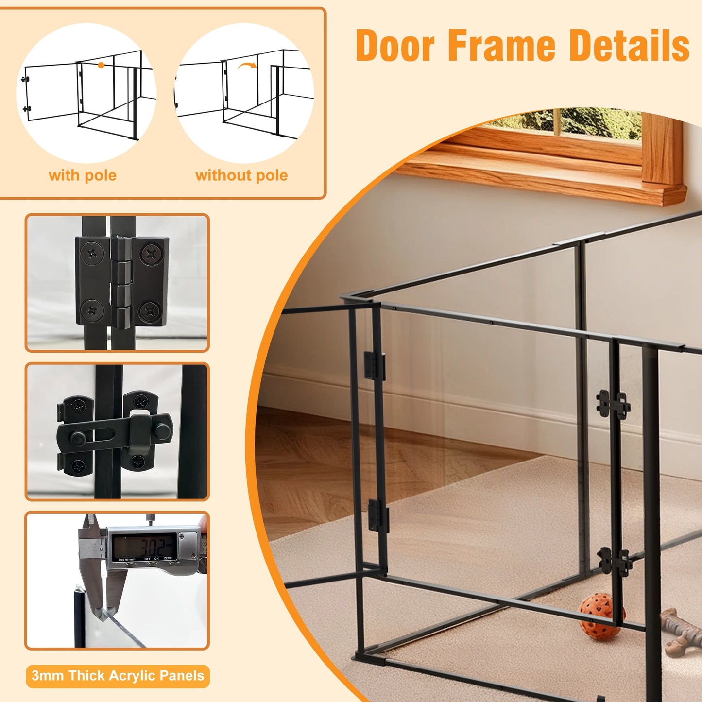 Large Acrylic Indoor Pet Playpen Enclosure Cage Fence Pet Whelping Box Full Visibility