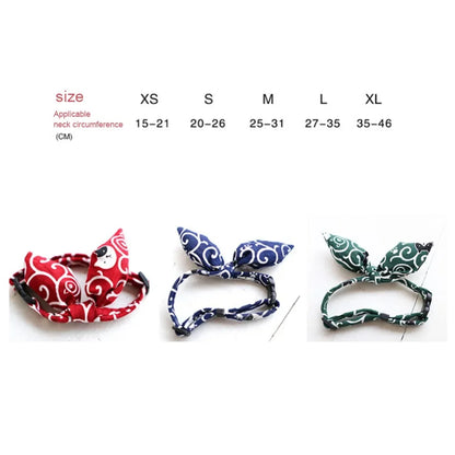 Adjustable Pet Collar Cotton Bandana Scarf Japanese Style Bow Tie