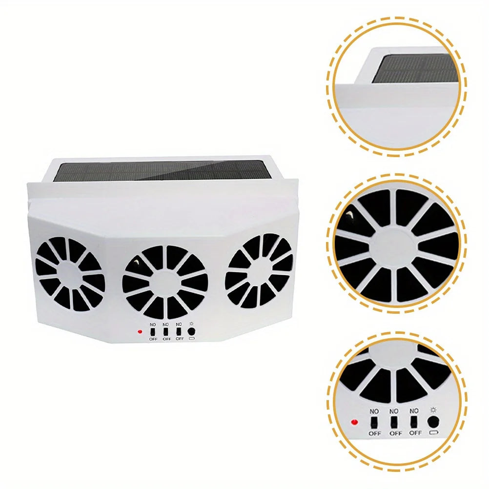 Solar Powered Car Ventilation Fan - Car Fan for Solar Cooling Vent Exhaust Radiator with Air Circulation and Quiet Operation