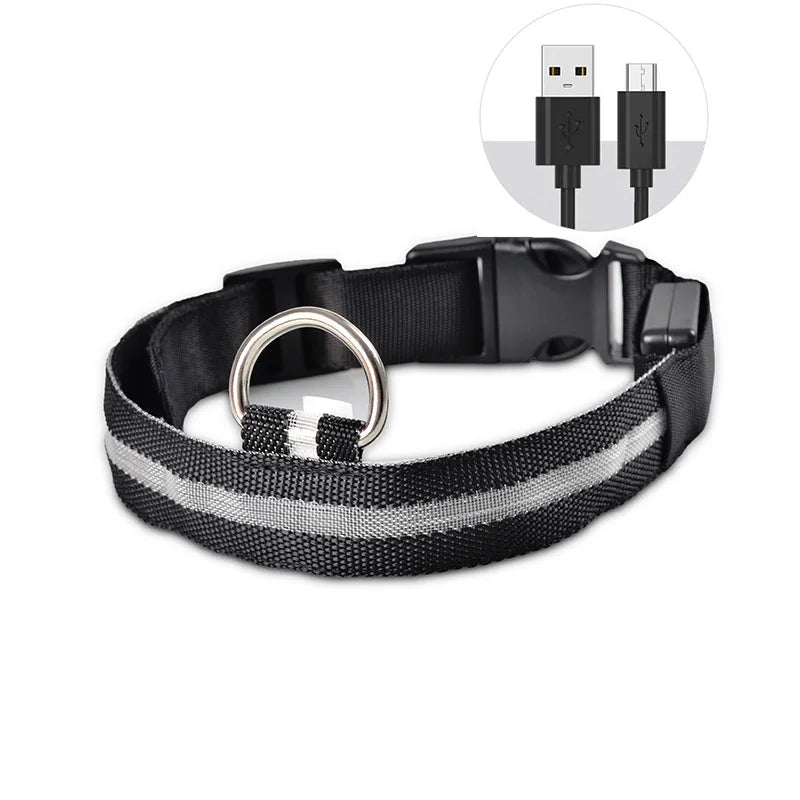 Luminous LED Illuminated collar lights up, flashes, and glows. Collar is comfortable, lightweight, skin-friendly, and stylish. The glowing, flashing, or luminous light makes your pet visible at night or in bad weather conditi