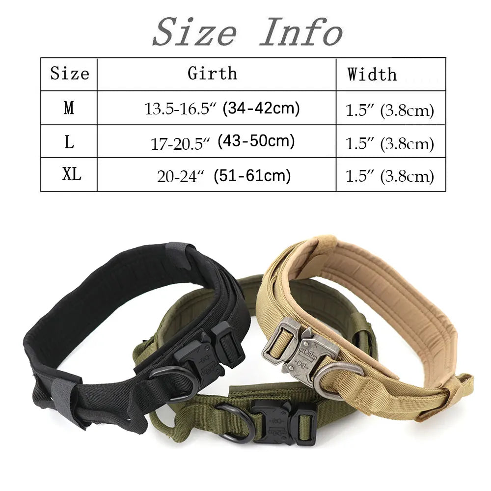 Dog Training Collar Adjustable Tactical Dog Collar and Leash Set Control Handle Pet Lead Collar for Medium and Large Dogs