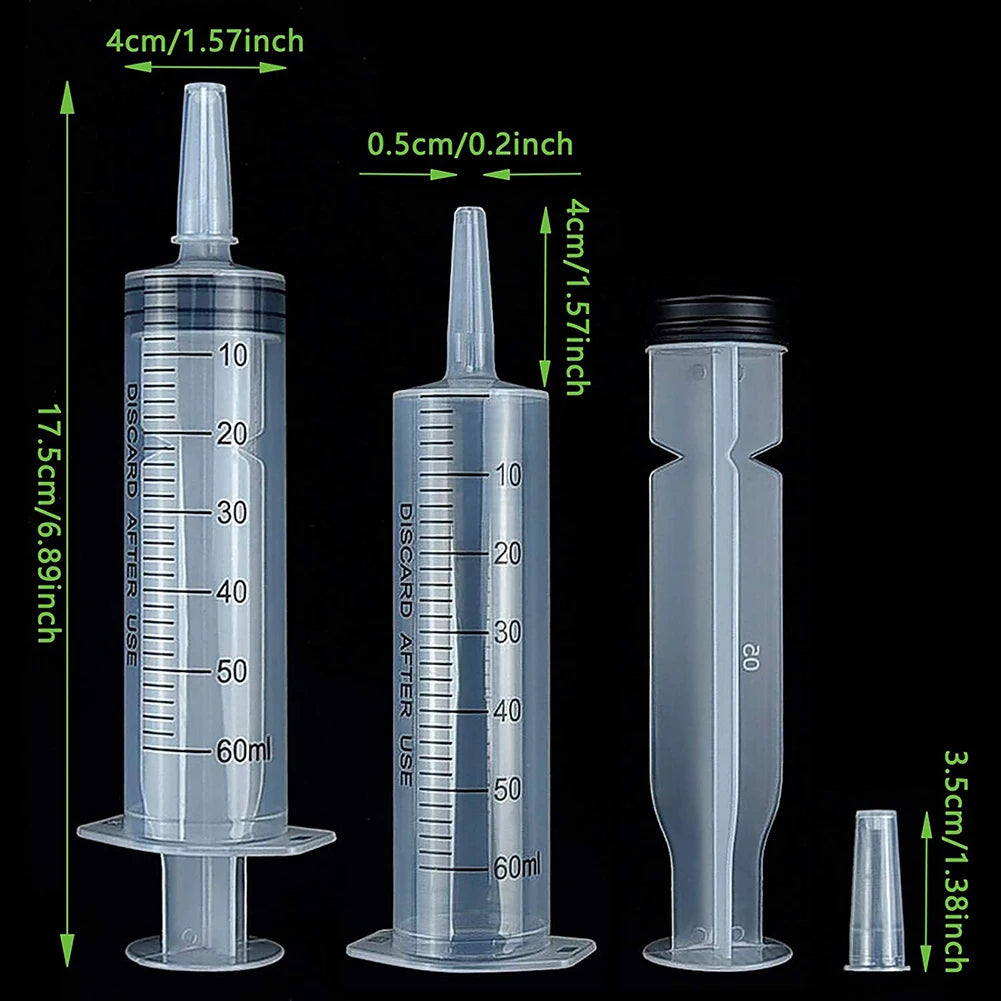 60/100ml Measuring Syringe Reusable Plastic Nutrient Filling Syringe Without Needle Syringe Glue Pet Feeding Needle Kitchen Tool