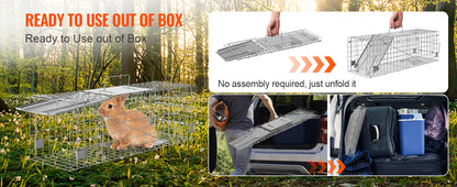Live Humane Animal Cage Trap Stray Control Rescue Folding with Handle