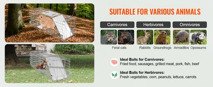 Live Humane Animal Cage Trap Stray Control Rescue Folding with Handle